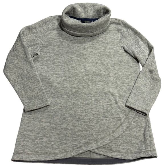 Lands End Cowl Neck Sweatshirt Knit Fleece Top Pullover Womens Sz XL Gray Cozy - Picture 1 of 12